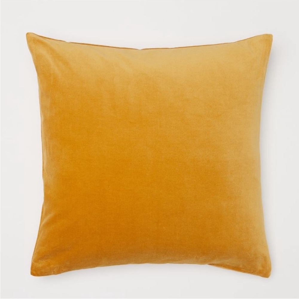 H&M Home Cotton Orangey Yellow Pillow Cover 16x16 Throw Pillow